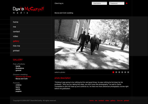 Photography website design