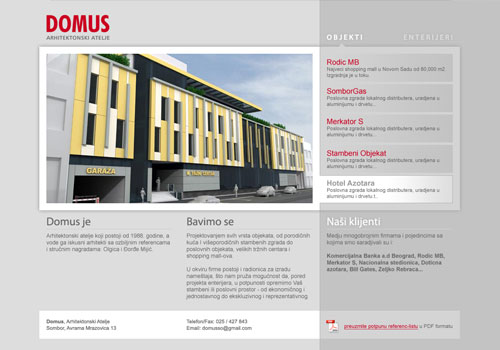 Domus Architects website design