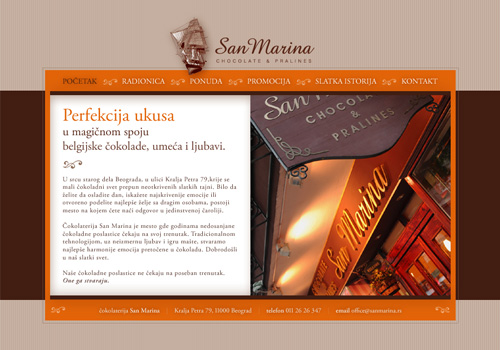 SanMarina Chocolatiers website design